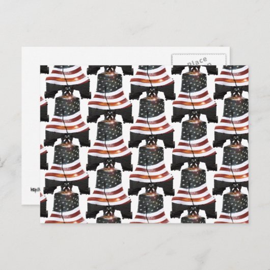 アメリカ国旗を持つリバティーベル – パターン ポストカード (正面/裏面)
