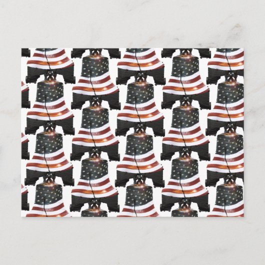 アメリカ国旗を持つリバティーベル – パターン ポストカード (正面)