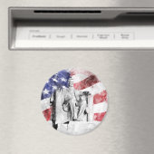 アメリカ国旗を持つリンカーン記念水彩色 マグネット (インサイチュ (食洗機))