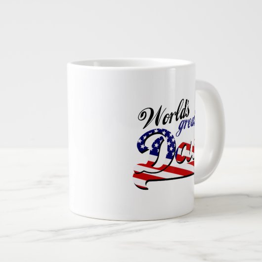 アメリカ国旗を持つ世界最高のパパ ジャンボコーヒーマグカップ (正面右)