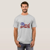 アメリカ国旗を持つ世界最高のパパ – 暗 Tシャツ (正面フル)