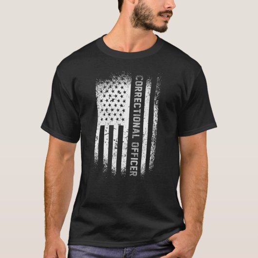 アメリカ国旗を持つ刑務官 Tシャツ (正面)