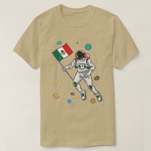 アメリカ国旗を持つ宇宙 Tシャツ (デザイン正面)