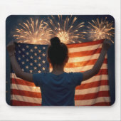 アメリカ国旗を持つ少女 マウスパッド (正面)