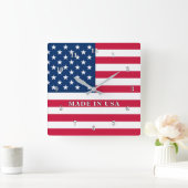 アメリカ国旗を持つ愛国時計 – アメリカ製 スクエア壁時計 (ホーム)