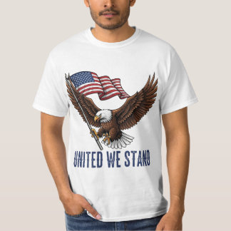 アメリカ国旗を持つ愛国的なハゲのワシ Tシャツ