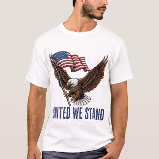 アメリカ国旗を持つ愛国的なハゲ統一されたワシ Tシャツ