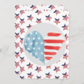 アメリカ国旗を持つ愛国的なハートデザイン シーズンカード (正面/裏面)