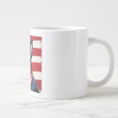 アメリカ国旗を持つ愛国的なボストンテリア ジャンボコーヒーマグカップ (右)