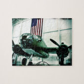 アメリカ国旗を持つ愛国的軍隊第二次世界大戦飛行機 ジグソーパズル (横)