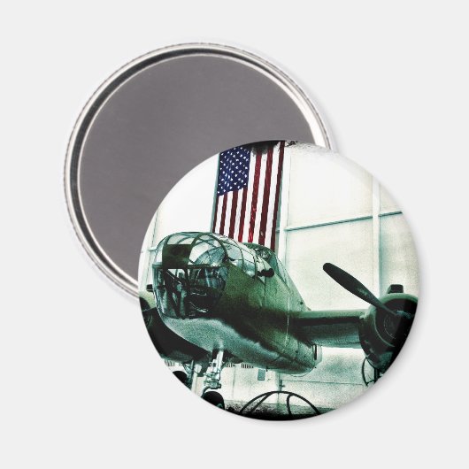 アメリカ国旗を持つ愛国的軍隊第二次世界大戦飛行機 マグネット (正面/裏面)