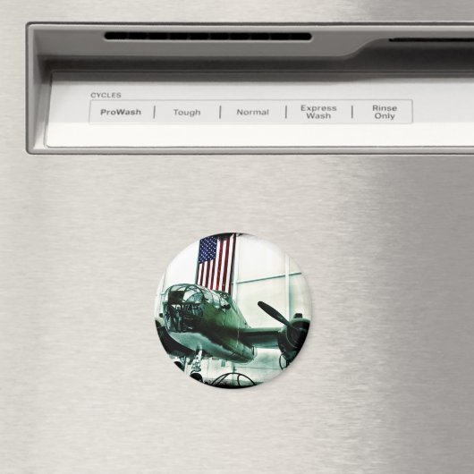 アメリカ国旗を持つ愛国的軍隊第二次世界大戦飛行機 マグネット (インサイチュ (食洗機))