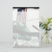 アメリカ国旗を持つ愛国的軍隊第二次世界大戦飛行機 便箋 (スタンド正面)