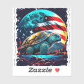 アメリカ国旗を持つ月の下のアメリカのカメ シール (シート)