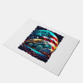 アメリカ国旗を持つ月の下のアメリカのカメ ドアマット (アングル)