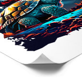 アメリカ国旗を持つ月の下のアメリカのカメ ポスター (角)