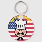 アメリカ国旗を持つ歓迎シェフ キーホルダー (裏面)