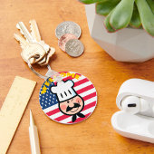 アメリカ国旗を持つ歓迎シェフ キーホルダー