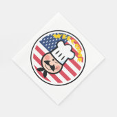 アメリカ国旗を持つ歓迎シェフ スタンダードランチョンナプキン (角)