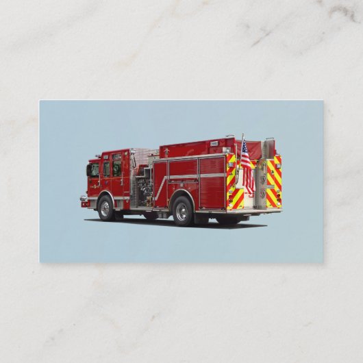 アメリカ国旗を持つ消防車の背面 名刺 (裏面)