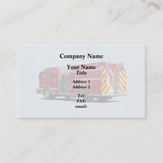 アメリカ国旗を持つ消防車の背面 名刺 (正面)