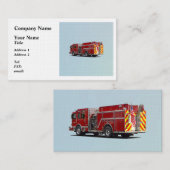 アメリカ国旗を持つ消防車の背面 名刺 (正面/裏面)