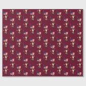 アメリカ国旗を持つ甘いサンタクロース ラッピングペーパー (フラット)