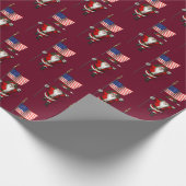 アメリカ国旗を持つ甘いサンタクロース ラッピングペーパー (角)