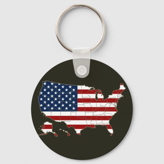 アメリカ国旗を持つ米国の地図 キーホルダー (正面)