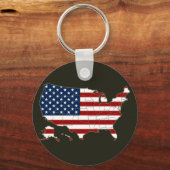 アメリカ国旗を持つ米国の地図 キーホルダー (正面)