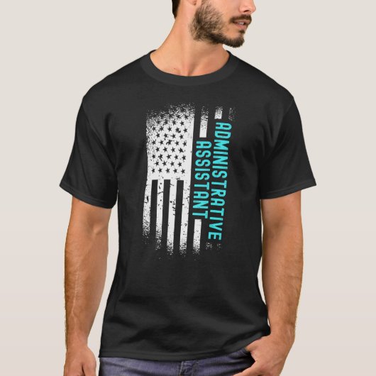 アメリカ国旗を持つ行政補助者 Tシャツ (正面)