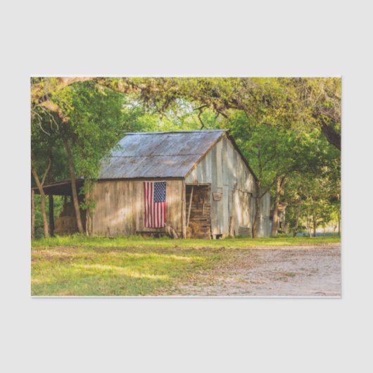 アメリカ国旗を持つ風化納屋 薄葉紙 (正面)