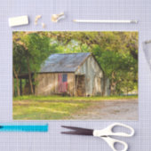 アメリカ国旗を持つ風化納屋 薄葉紙 (クラフト)