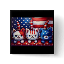 アメリカ国旗を持つ3匹の愛国的な子猫