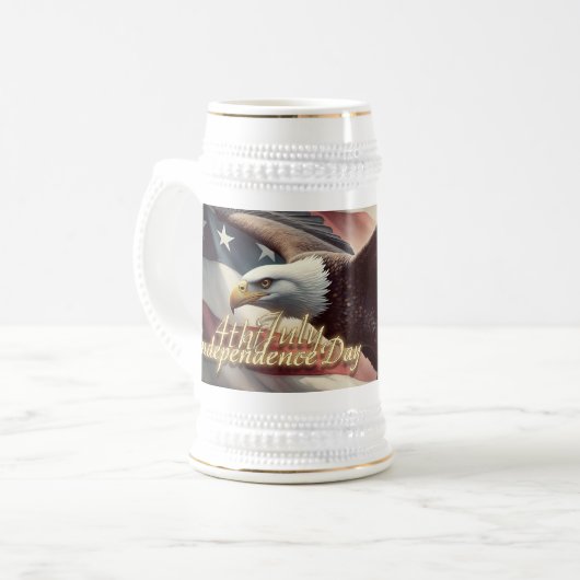 アメリカ国旗を持つ7月4日の鷲 ビールジョッキ (正面左)