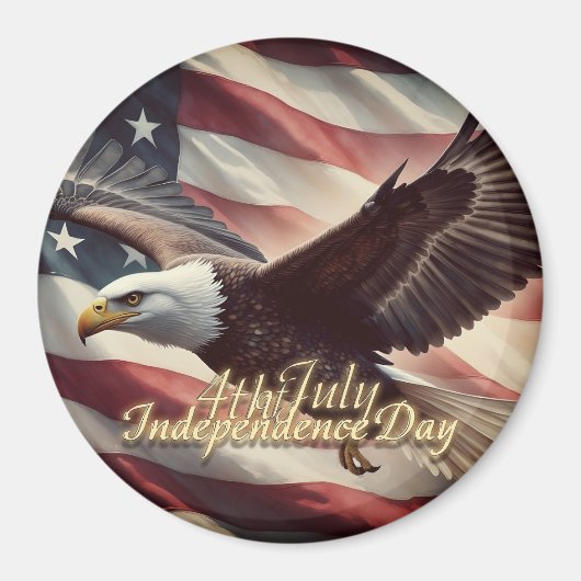 アメリカ国旗を持つ7月4日の鷲 マグネット (正面)
