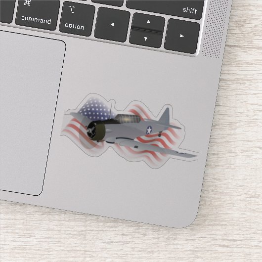アメリカ国旗を持つT-6テキサントレーナー航空機 シール (詳細)