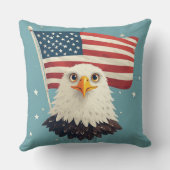 アメリカ国旗を振ったかわいいキャラクター鷲の頭 クッション (裏面)