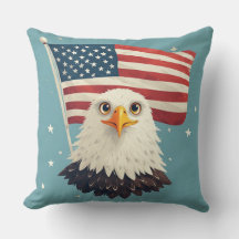 アメリカ国旗を振ったかわいいキャラクター鷲の頭