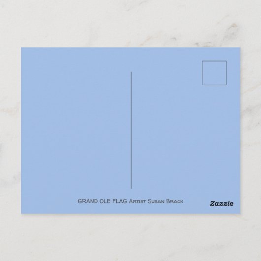 アメリカ国旗を振るかわいい愛国ゾウ ポストカード (裏面)