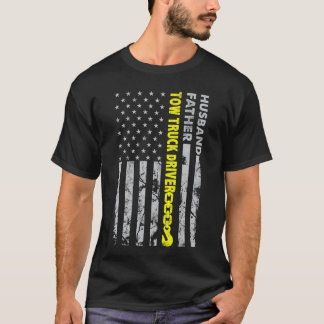 アメリカ国旗を振る夫・父親・トラック運転手 Tシャツ