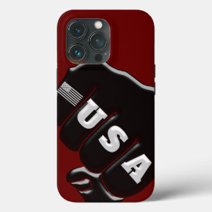 アメリカ国旗を掲げたアメリカの拳バンプ iPhone 13 PROケース