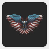 アメリカ国旗を掲げたイーグル スクエアシール (正面)