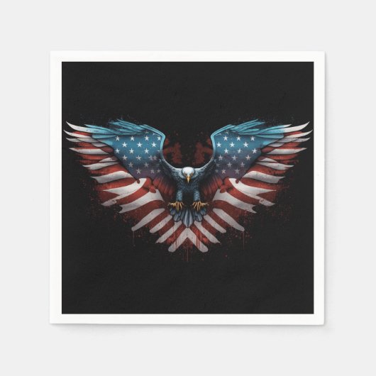 アメリカ国旗を掲げたイーグル スタンダードカクテルナプキン (正面)