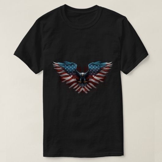 アメリカ国旗を掲げたイーグル Tシャツ (デザイン正面)