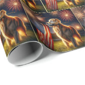 アメリカ国旗を掲げたゴールデンレトリバー ラッピングペーパー (ロールコーナー)