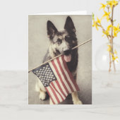 アメリカ国旗を掲げたドイツの羊飼い カード (黄色い花)