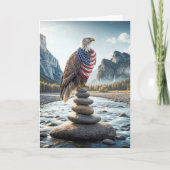 アメリカ国旗を掲げたハゲのワシ カード (正面)