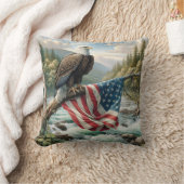 アメリカ国旗を掲げたハゲのワシ クッション (ブランケット)