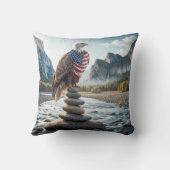 アメリカ国旗を掲げたハゲのワシ クッション (裏面)
